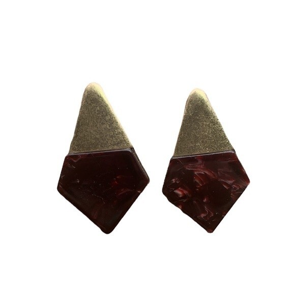Francesca’s Geometric Red Purple Gold Stud Earrings - Picture 1 of 2